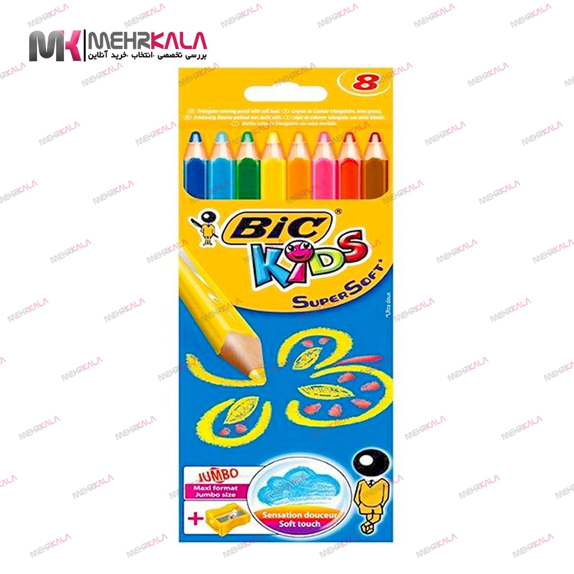 مداد رنگی 8 رنگ بیک مدل SUPER SOFT