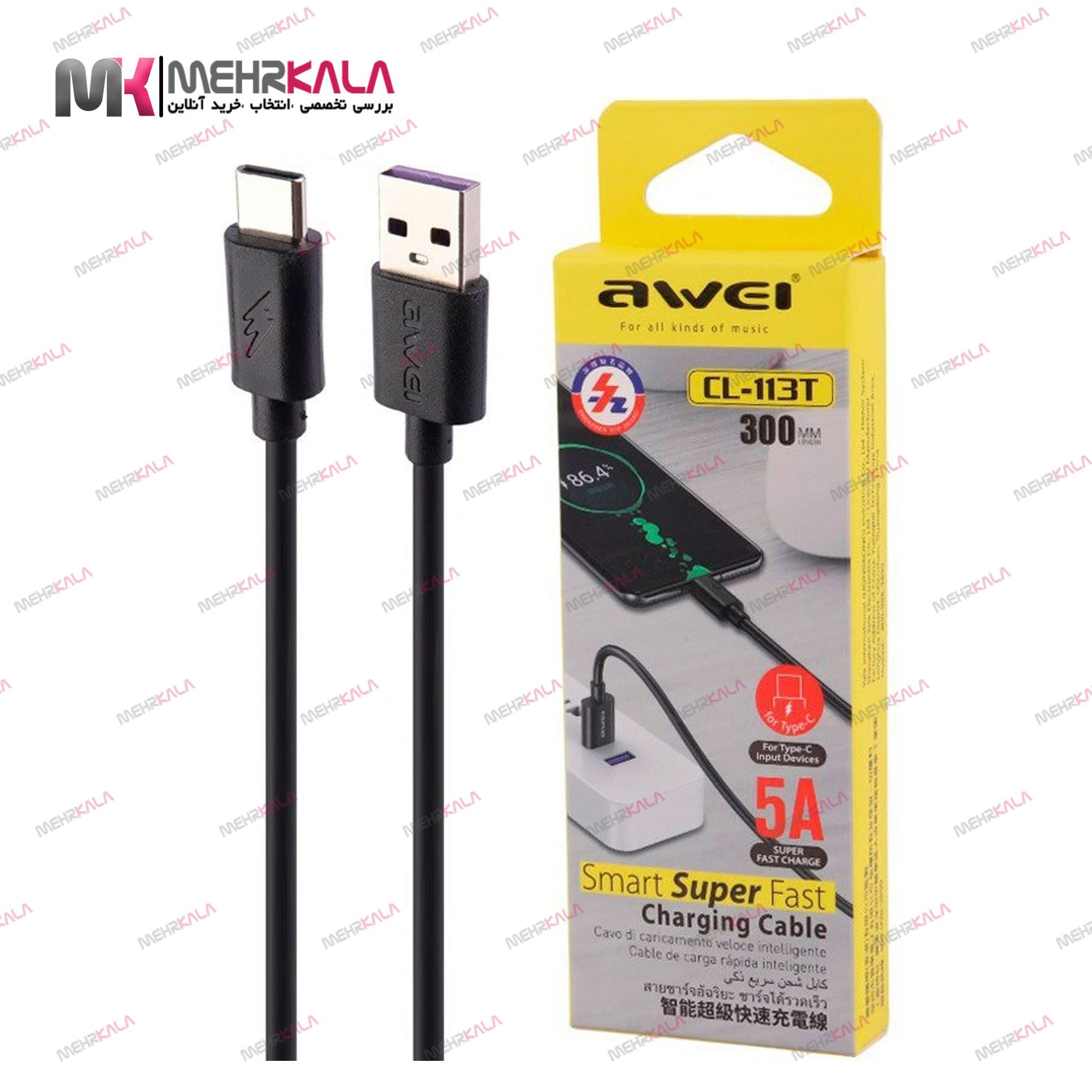 کابل شارژ TYPE-C AWEI مدل 113T
