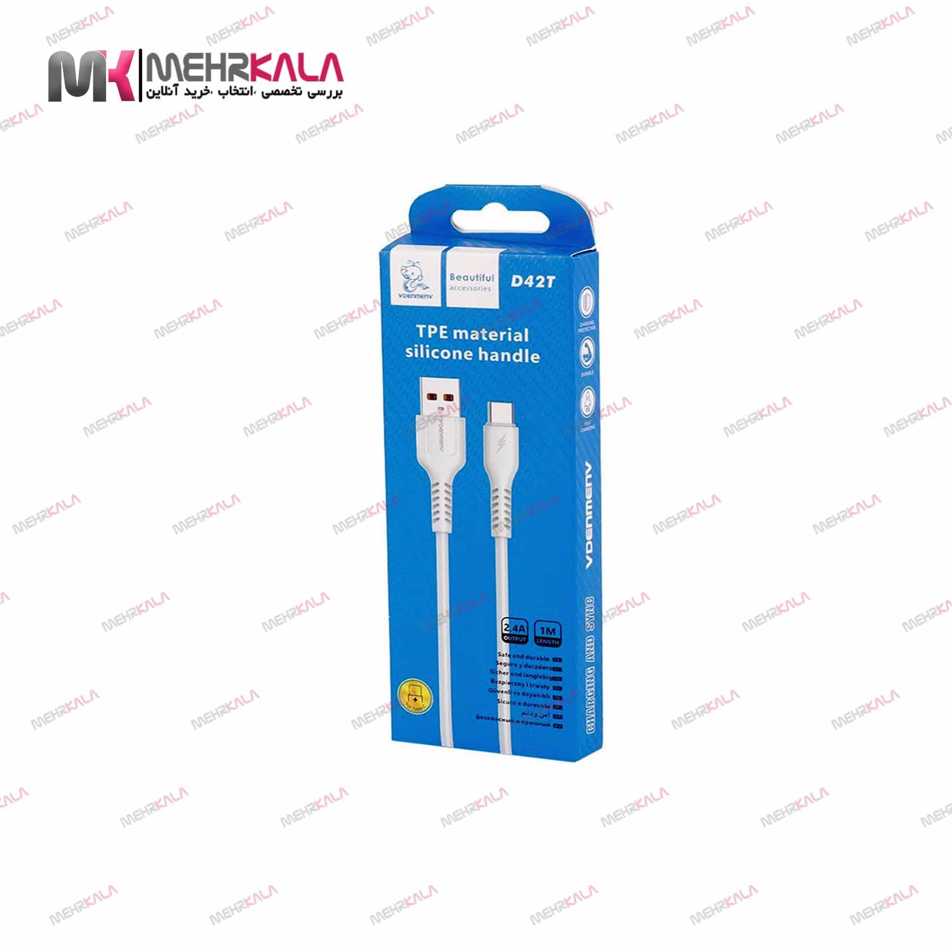 کابل شارژ TYPE-C DENMEN D42T